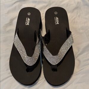 Ardene Women's Black Sandals with Silver Accents